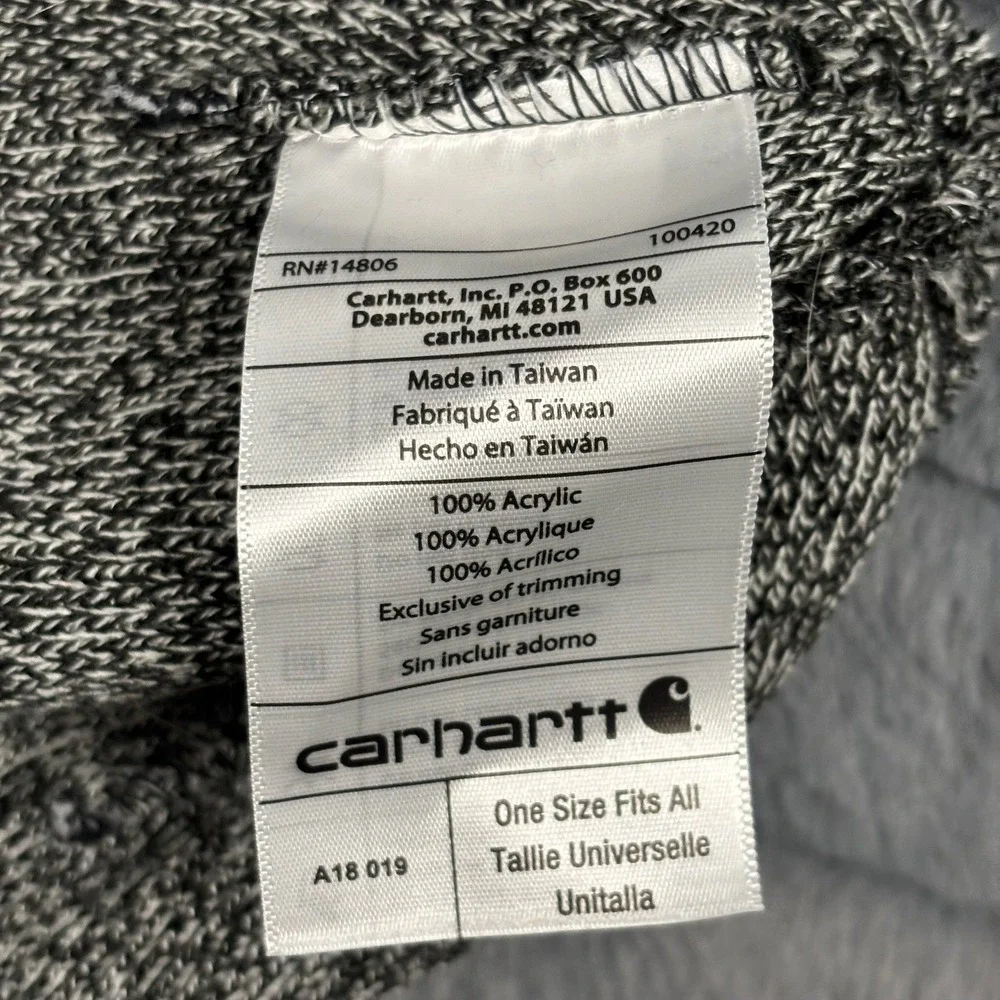 Carhartt A18 Acrylic Watch Hat Beanie Marled Black White Knit Cuffed Logo 100420